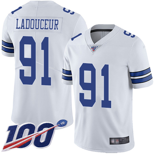 Men Dallas Cowboys Limited White L. P. Ladouceur Road #91 100th Season Vapor Untouchable NFL Jersey